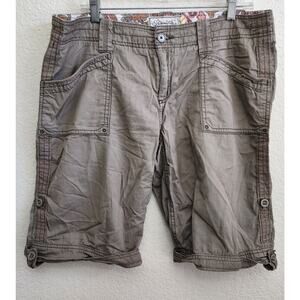 Aventura Anthropologie Gray Brown Arden Roll Tab Shorts 14 Lightweight Soft
